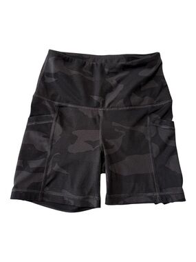 Yogalicious Lux  Black Camo Biker Shorts Gym Athleisure Casual Size XS